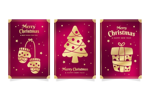 Colección tarjetas navideñas doradas