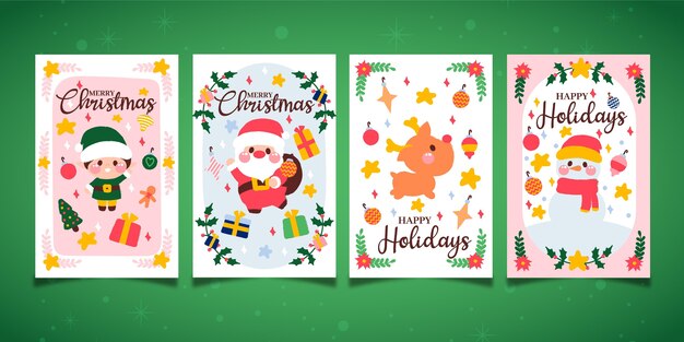 Colección tarjetas navideñas orgánicas dibujadas a mano