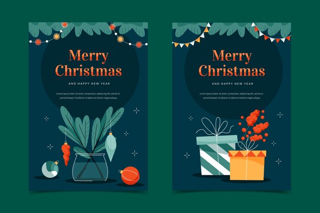 Vector gratuito colección tarjetas navideñas planas