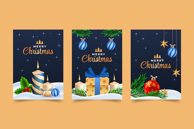 Colección de tarjetas navideñas realistas