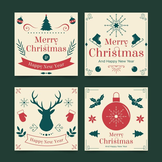 Colección de tarjetas navideñas vintage