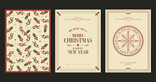 Vector gratuito colección de tarjetas navideñas vintage