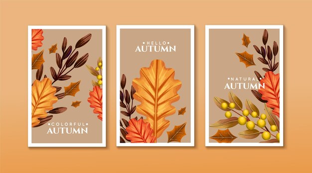 Colección de tarjetas de otoño en acuarela