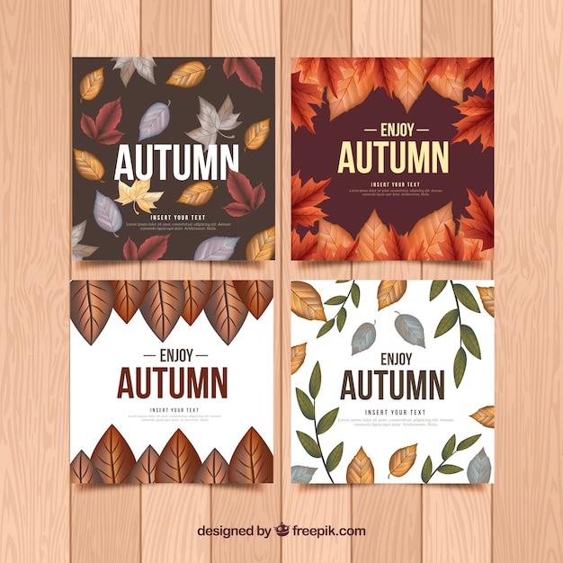 Colección de tarjetas de otoño con diseño realista