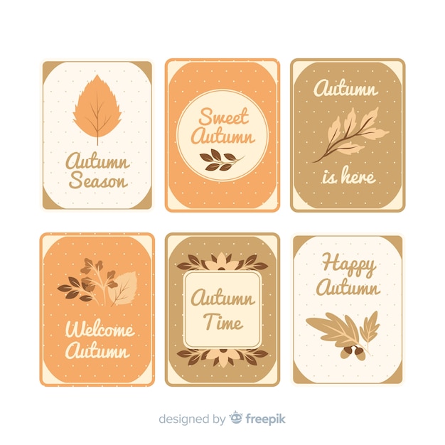 Colección de tarjetas de otoño estilo vintage