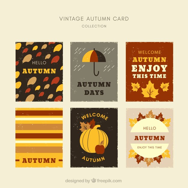 Colección de tarjetas de otoño modernas