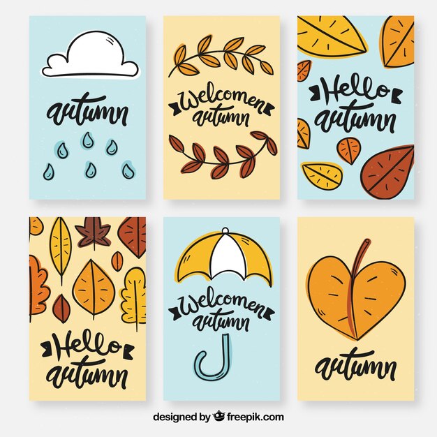 Colección de tarjetas de otoño con naturaleza