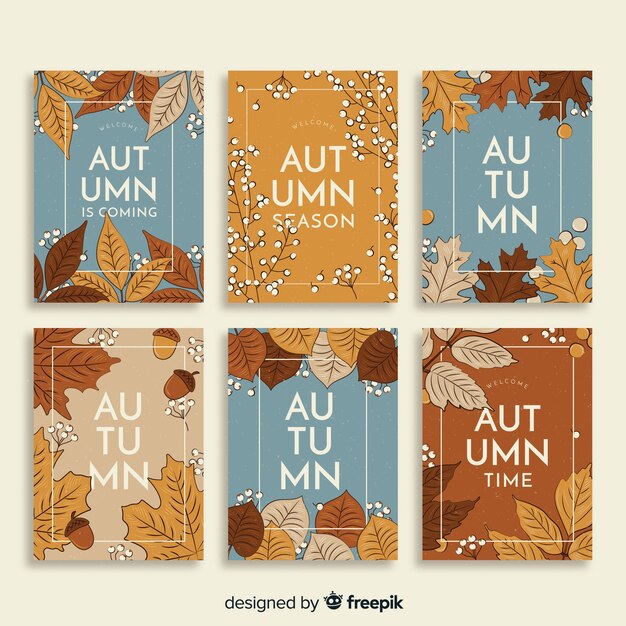 Colección de tarjetas de otoño vintage