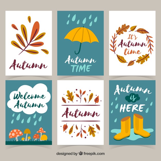 Colección de tarjetas de otoño