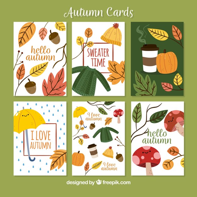 Colección de tarjetas de otoño