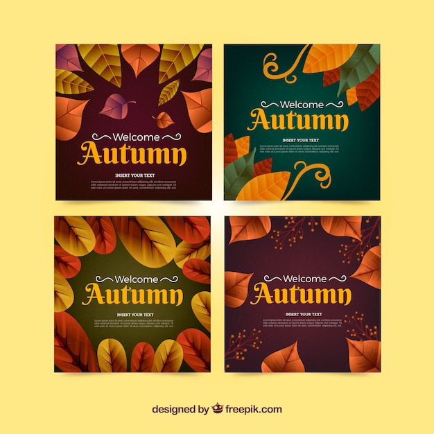 Colección de tarjetas de otoño