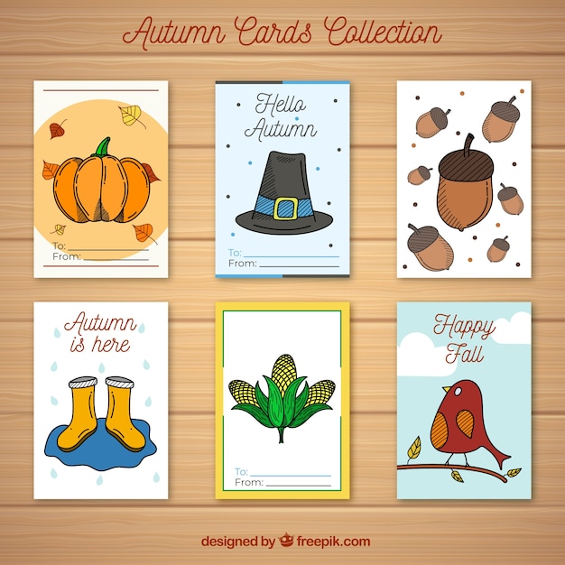 Colección de tarjetas de otoño