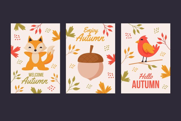 Colección de tarjetas de otoño