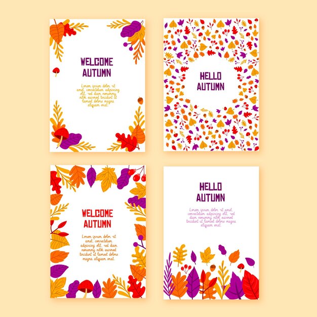 Colección de tarjetas de otoño