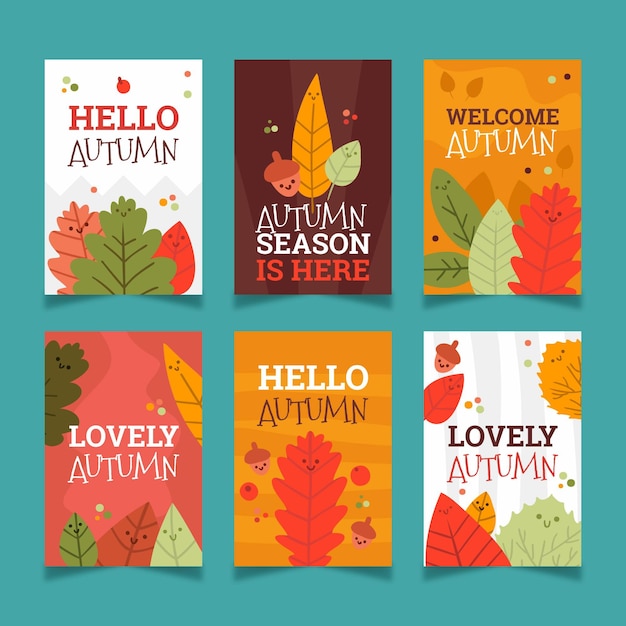 Vector gratuito colección de tarjetas de otoño