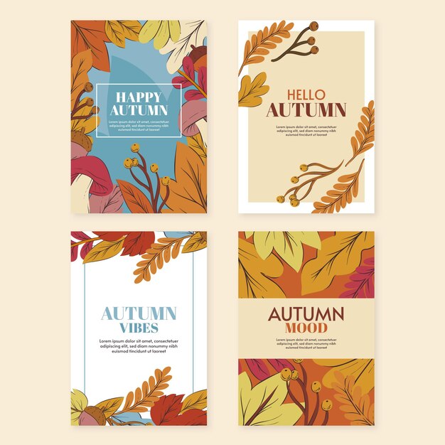 Colección de tarjetas de otoño