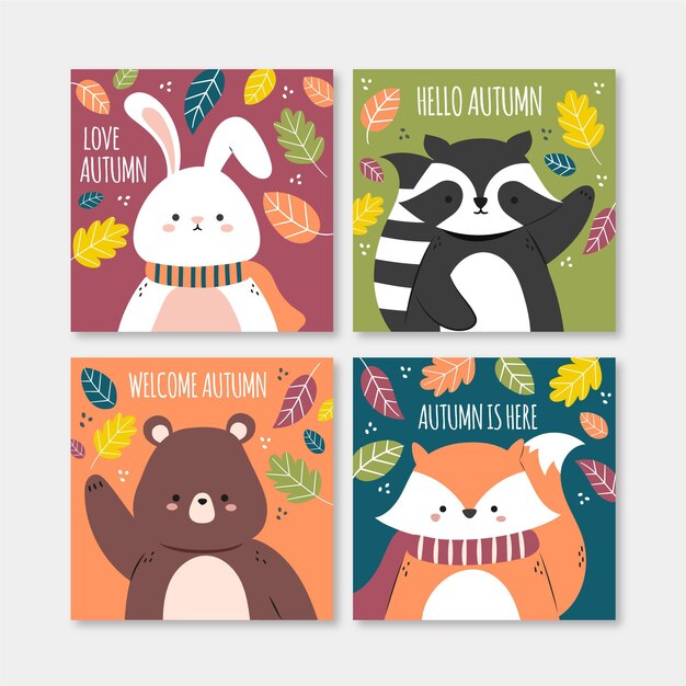 Colección de tarjetas de otoño