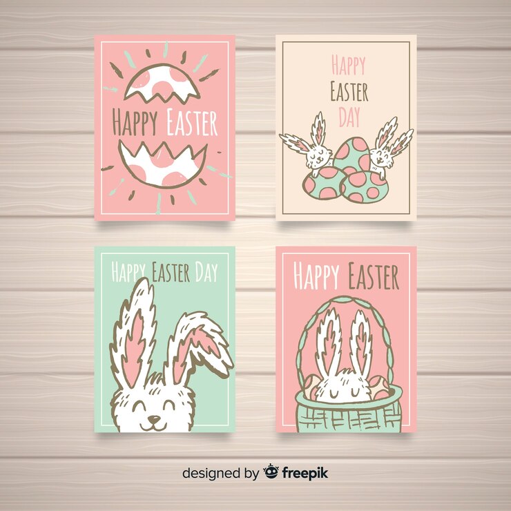 Vector gratuito colección tarjetas pascua colores pastel