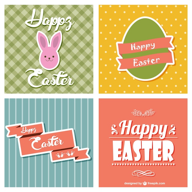 Vector gratuito colección de tarjetas de pascua coloridas