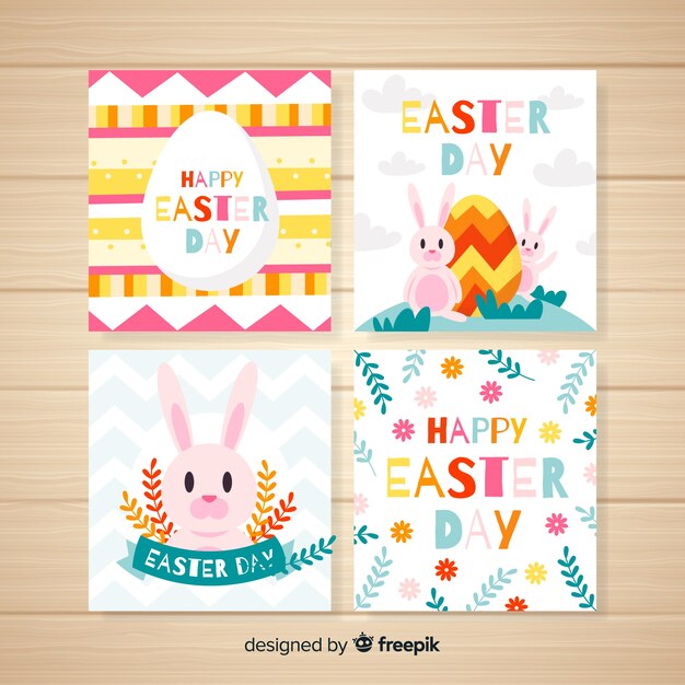 Colección tarjetas de pascua coloridas