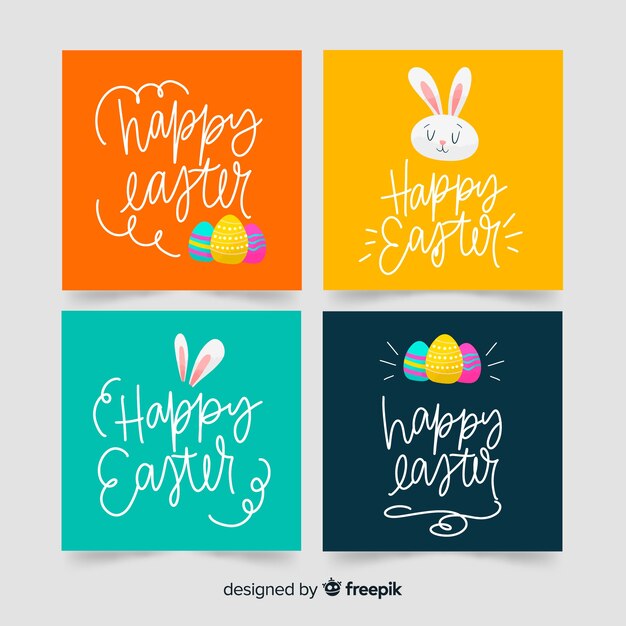 Colección tarjetas pascua lettering