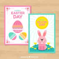 Vector gratuito colección de tarjetas planas del día de pascua