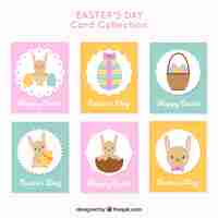 Vector gratuito colección de tarjetas planas del día de pascua