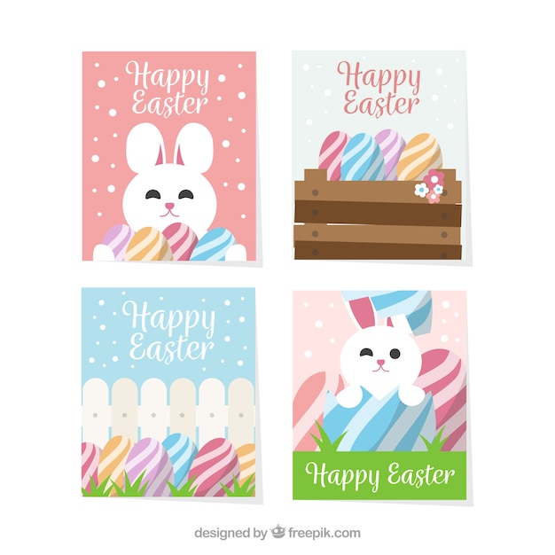 Vector gratuito colección de tarjetas planas del día de pascua