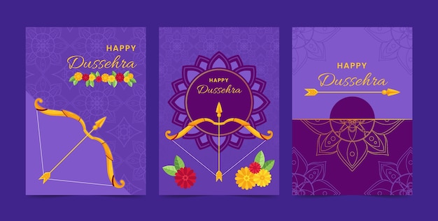 Colección de tarjetas planas dussehra