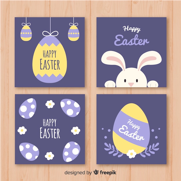 Vector gratuito colección tarjetas planas elementos de pascua