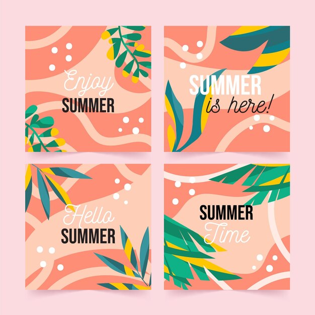 Vector gratuito colección de tarjetas planas orgánicas de verano