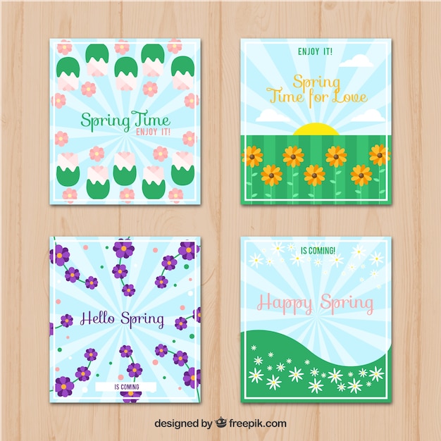 Colección de tarjetas de primavera