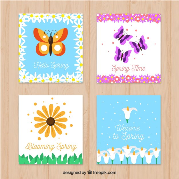 Colección de tarjetas de primavera
