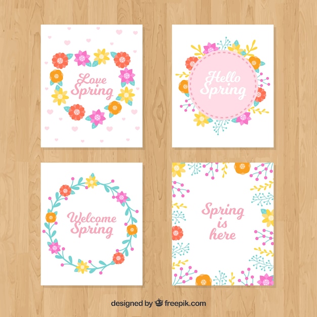 Vector gratuito colección de tarjetas de primavera