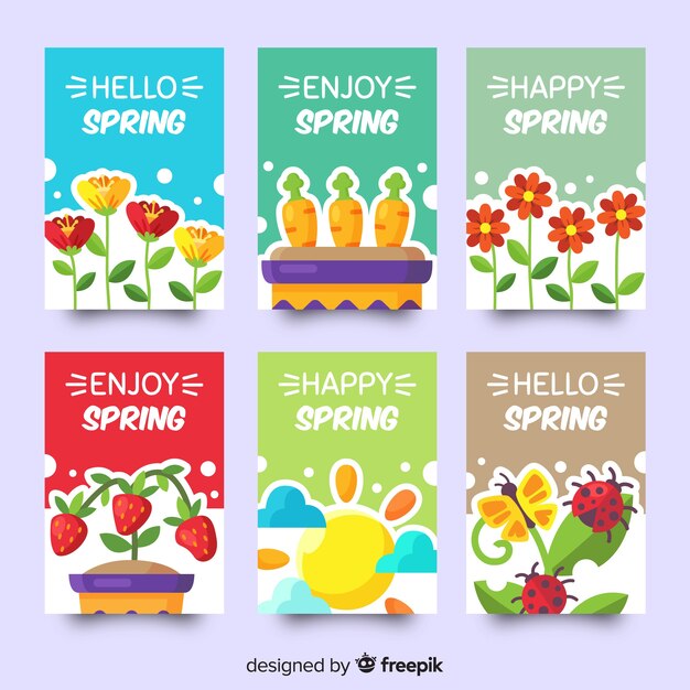 Colección de tarjetas de primavera