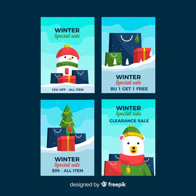 Colección tarjetas rebajas invierno regalos