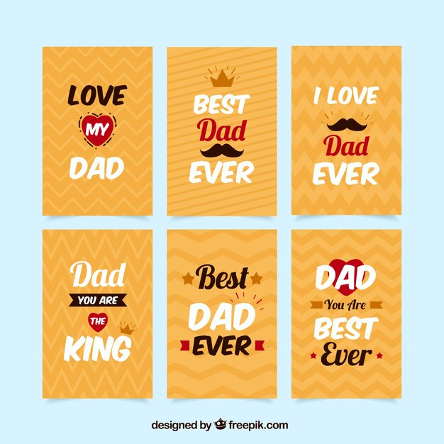 Colección del tarjetas retro del día del padre