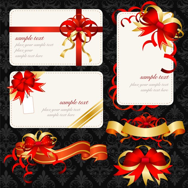 Colección de tarjetas y ribbons