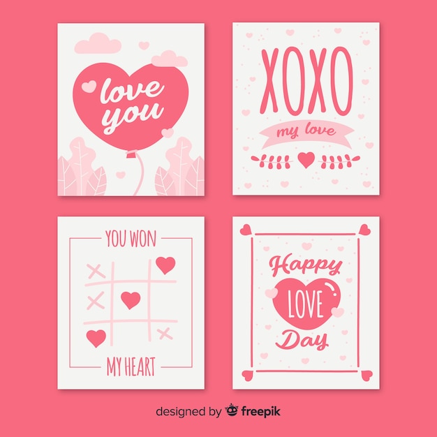 Colección tarjetas san valentín simples