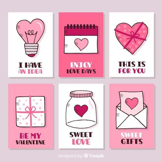 Vector gratuito colección tarjetas san valentín