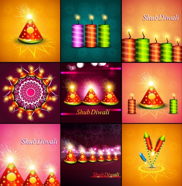 Colección de tarjetas de shub diwali