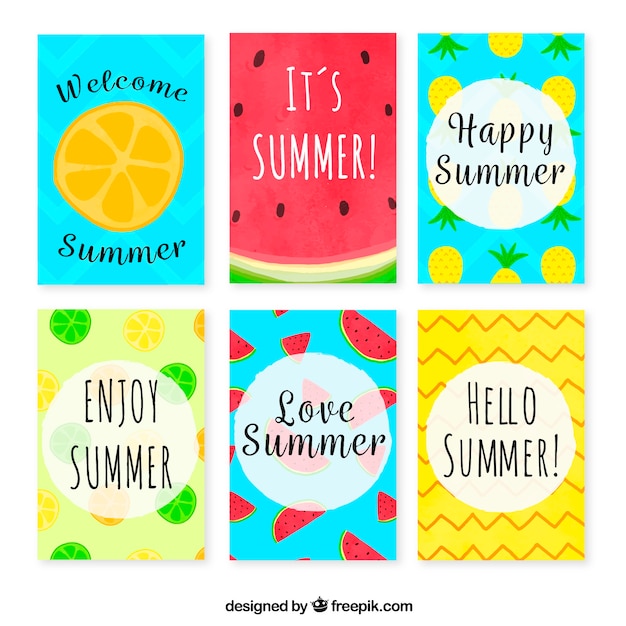Colección de tarjetas de verano coloridas