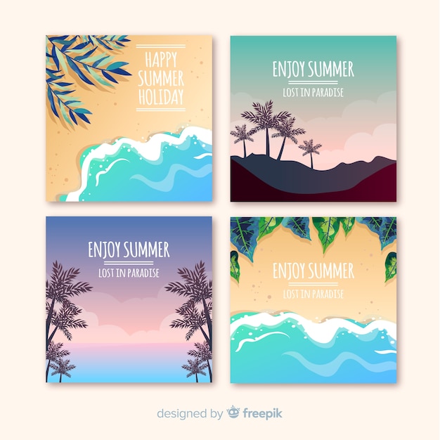 Colección de tarjetas de verano flat