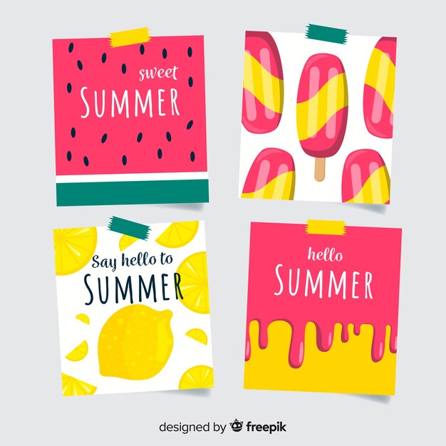 Colección de tarjetas de verano flat