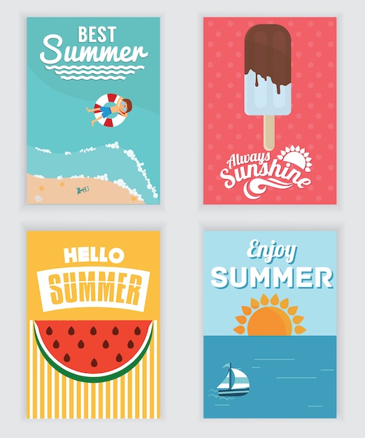 Colección de tarjetas de verano