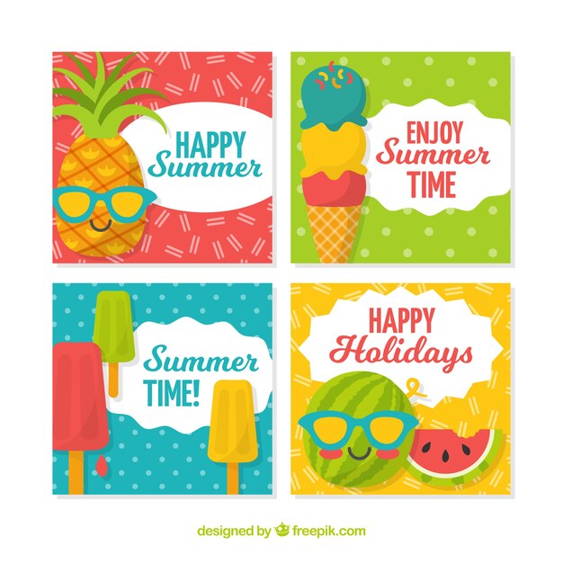 Colección de tarjetas de verano