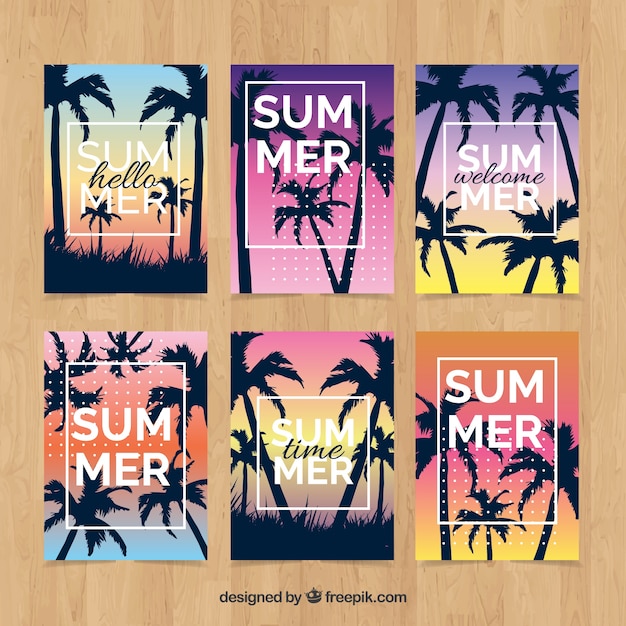 Vector gratuito colección de tarjetas de verano