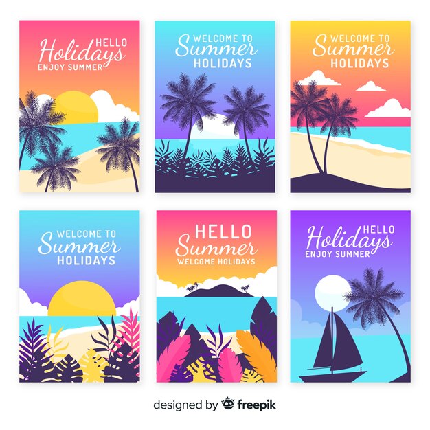 Colección de tarjetas de verano