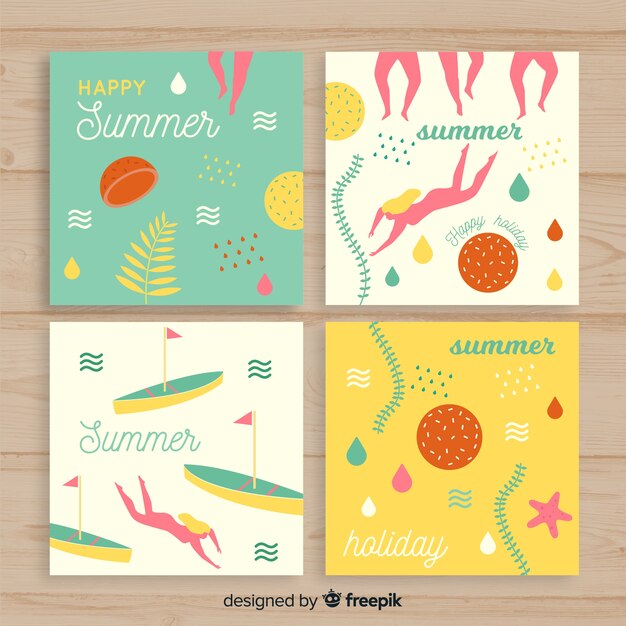 Colección de tarjetas de verano