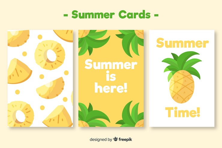 Vector gratuito colección de tarjetas de verano